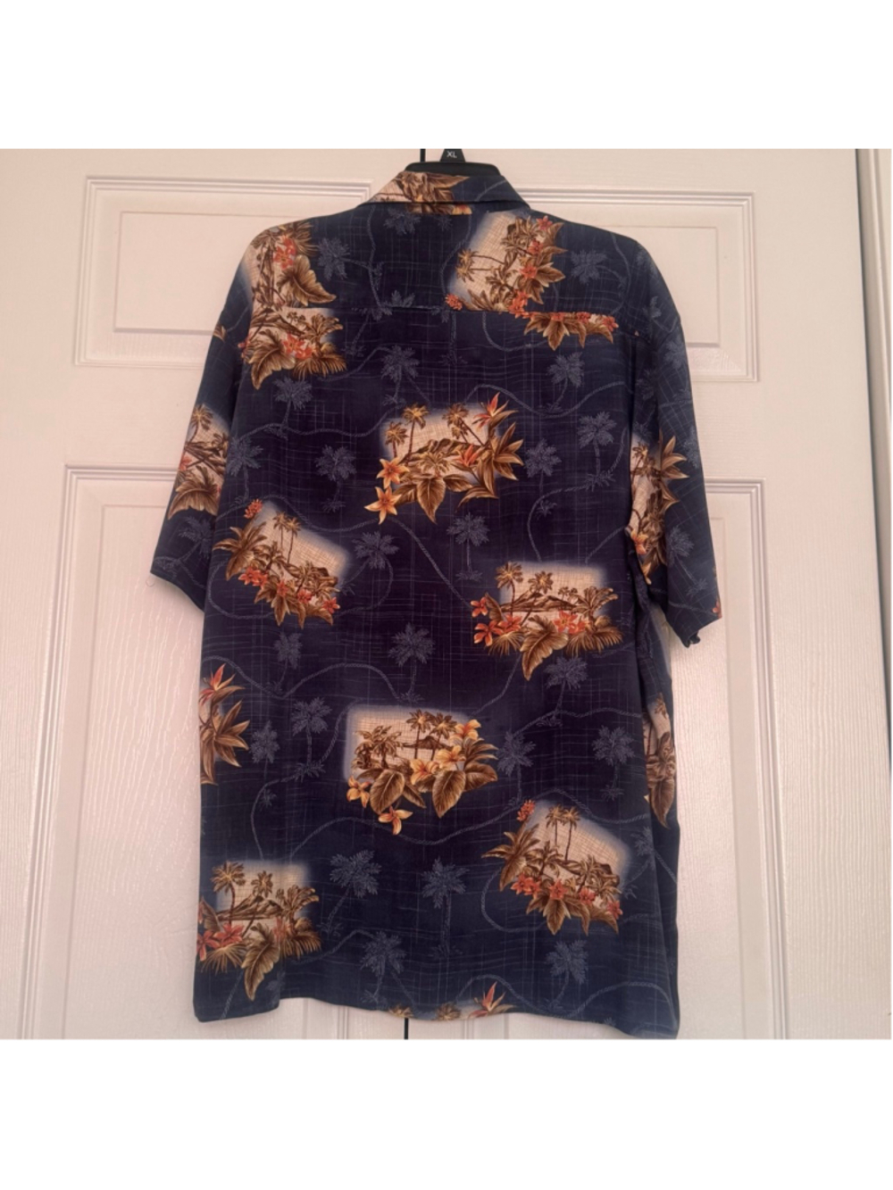 Campia Moda Hawaiian Aloha Shirt Men’s Large Blue Tropical Palm Tree Floral Camp - Picture 4 of 7